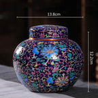 Enamelled Tea Pot Ceramic Sealed Storage Tank Tea Caddy Porcelain Jar Airtight Container Porcelain Jar Coffee Container - Grand Goldman