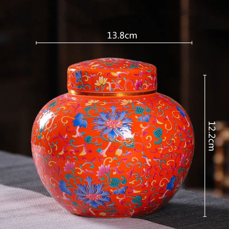 Enamelled Tea Pot Ceramic Sealed Storage Tank Tea Caddy Porcelain Jar Airtight Container Porcelain Jar Coffee Container - Grand Goldman