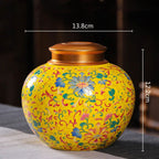Enamelled Tea Pot Ceramic Sealed Storage Tank Tea Caddy Porcelain Jar Airtight Container Porcelain Jar Coffee Container - Grand Goldman