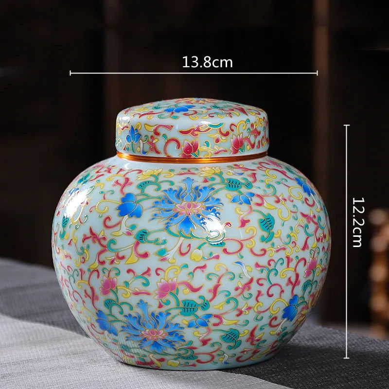 Enamelled Tea Pot Ceramic Sealed Storage Tank Tea Caddy Porcelain Jar Airtight Container Porcelain Jar Coffee Container - Grand Goldman