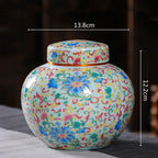 Enamelled Tea Pot Ceramic Sealed Storage Tank Tea Caddy Porcelain Jar Airtight Container Porcelain Jar Coffee Container - Grand Goldman