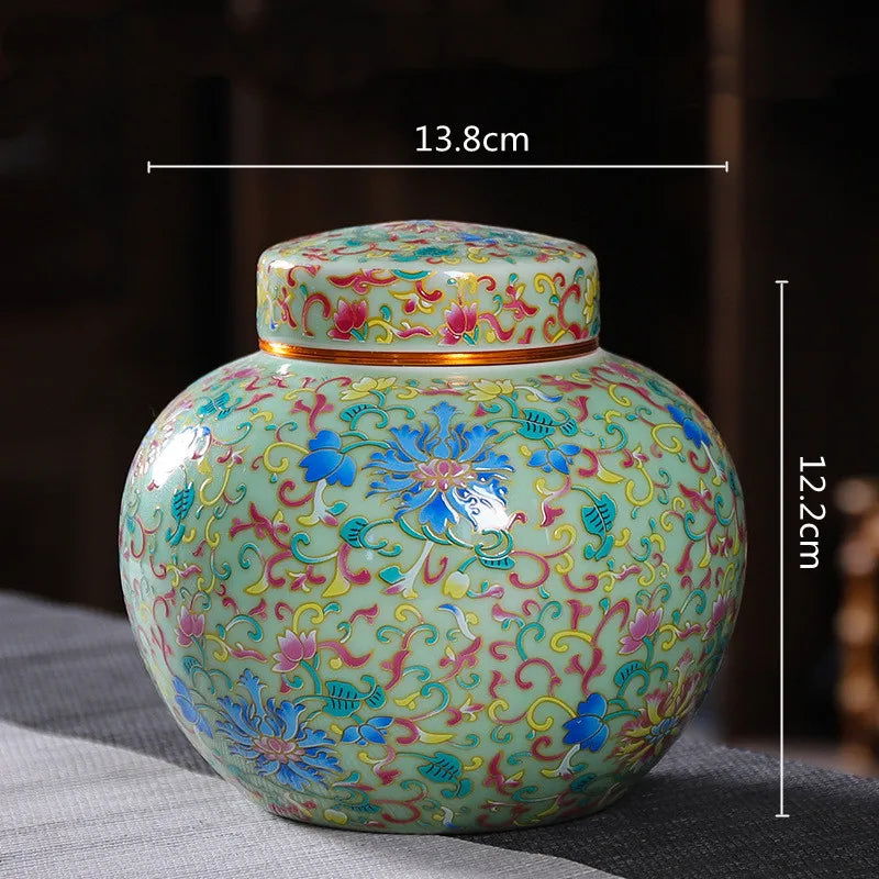 Enamelled Tea Pot Ceramic Sealed Storage Tank Tea Caddy Porcelain Jar Airtight Container Porcelain Jar Coffee Container - Grand Goldman