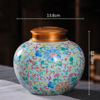 Enamelled Tea Pot Ceramic Sealed Storage Tank Tea Caddy Porcelain Jar Airtight Container Porcelain Jar Coffee Container - Grand Goldman