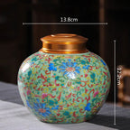 Enamelled Tea Pot Ceramic Sealed Storage Tank Tea Caddy Porcelain Jar Airtight Container Porcelain Jar Coffee Container - Grand Goldman