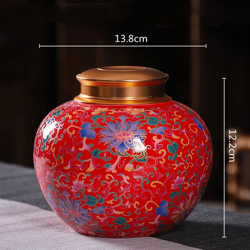 Enamelled Tea Pot Ceramic Sealed Storage Tank Tea Caddy Porcelain Jar Airtight Container Porcelain Jar Coffee Container - Grand Goldman