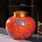 Enamelled Tea Pot Ceramic Sealed Storage Tank Tea Caddy Porcelain Jar Airtight Container Porcelain Jar Coffee Container - Grand Goldman