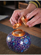 Enamelled Tea Pot Ceramic Sealed Storage Tank Tea Caddy Porcelain Jar Airtight Container Porcelain Jar Coffee Container - Grand Goldman