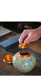 Enamelled Tea Pot Ceramic Sealed Storage Tank Tea Caddy Porcelain Jar Airtight Container Porcelain Jar Coffee Container - Grand Goldman