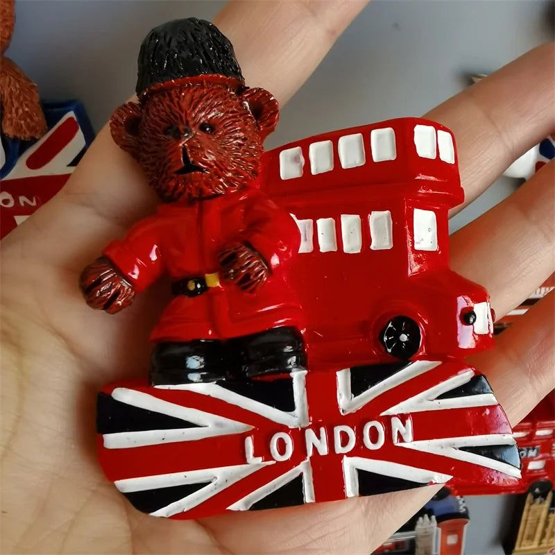 England Fridge Magnet London Bus British Soldier Cute Bear Telephone Booth Tourist Souvenir Resin Stereo Refrigerator Stickers - Grand Goldman