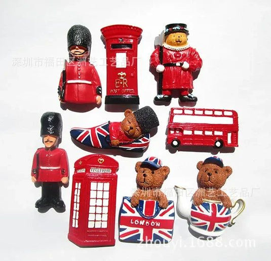 England Fridge Magnet London Bus British Soldier Cute Bear Telephone Booth Tourist Souvenir Resin Stereo Refrigerator Stickers - Grand Goldman