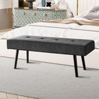 Entryway Bench - Green Bench for Bedroom, Modern Ottoman End of Bed, Corduroy Padded Benches for Living Room, Foyer, Mudroom, Hallway - 39" L x 14" W x 17" H - Grand Goldman