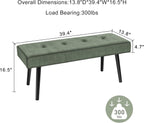 Entryway Bench - Green Bench for Bedroom, Modern Ottoman End of Bed, Corduroy Padded Benches for Living Room, Foyer, Mudroom, Hallway - 39" L x 14" W x 17" H - Grand Goldman