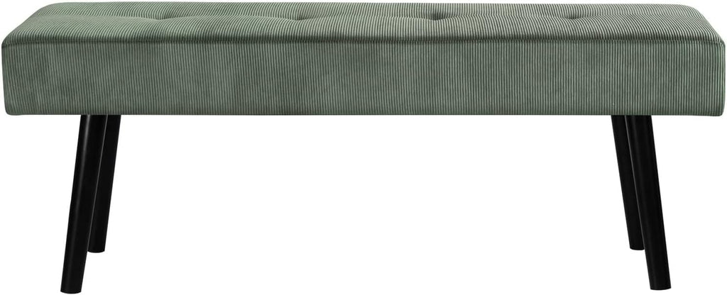 Entryway Bench - Green Bench for Bedroom, Modern Ottoman End of Bed, Corduroy Padded Benches for Living Room, Foyer, Mudroom, Hallway - 39" L x 14" W x 17" H - Grand Goldman