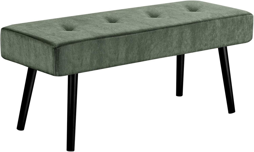 Entryway Bench - Green Bench for Bedroom, Modern Ottoman End of Bed, Corduroy Padded Benches for Living Room, Foyer, Mudroom, Hallway - 39" L x 14" W x 17" H - Grand Goldman