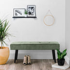 Entryway Bench - Green Bench for Bedroom, Modern Ottoman End of Bed, Corduroy Padded Benches for Living Room, Foyer, Mudroom, Hallway - 39" L x 14" W x 17" H - Grand Goldman
