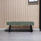 Entryway Bench - Green Bench for Bedroom, Modern Ottoman End of Bed, Corduroy Padded Benches for Living Room, Foyer, Mudroom, Hallway - 39" L x 14" W x 17" H - Grand Goldman