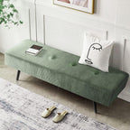 Entryway Bench - Green Bench for Bedroom, Modern Ottoman End of Bed, Corduroy Padded Benches for Living Room, Foyer, Mudroom, Hallway - 39" L x 14" W x 17" H - Grand Goldman