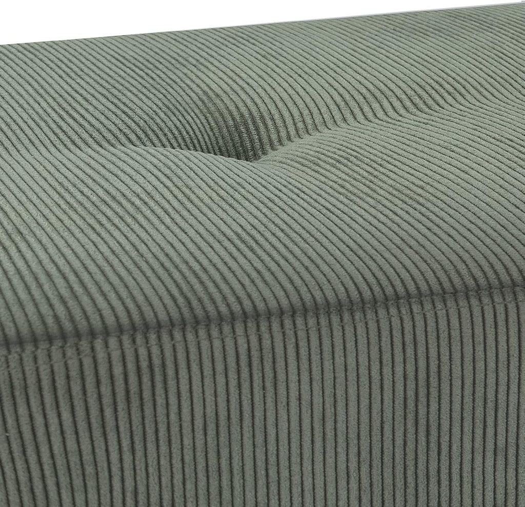 Entryway Bench - Green Bench for Bedroom, Modern Ottoman End of Bed, Corduroy Padded Benches for Living Room, Foyer, Mudroom, Hallway - 39" L x 14" W x 17" H - Grand Goldman