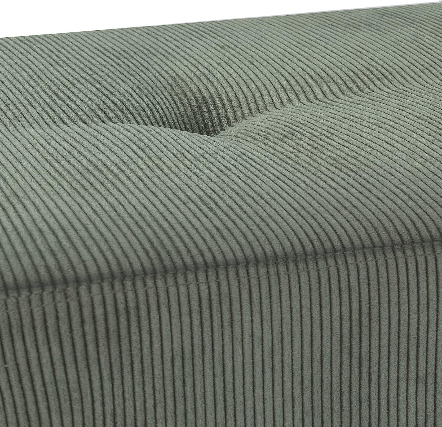 Entryway Bench - Green Bench for Bedroom, Modern Ottoman End of Bed, Corduroy Padded Benches for Living Room, Foyer, Mudroom, Hallway - 39" L x 14" W x 17" H - Grand Goldman
