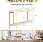 Entryway Table, Modern 42-Inch Console/Accent Table with Metal Legs, Faux Marble Narrow Wood Sofa Foyer Table for Entrance, Living Room (Black) - Grand Goldman