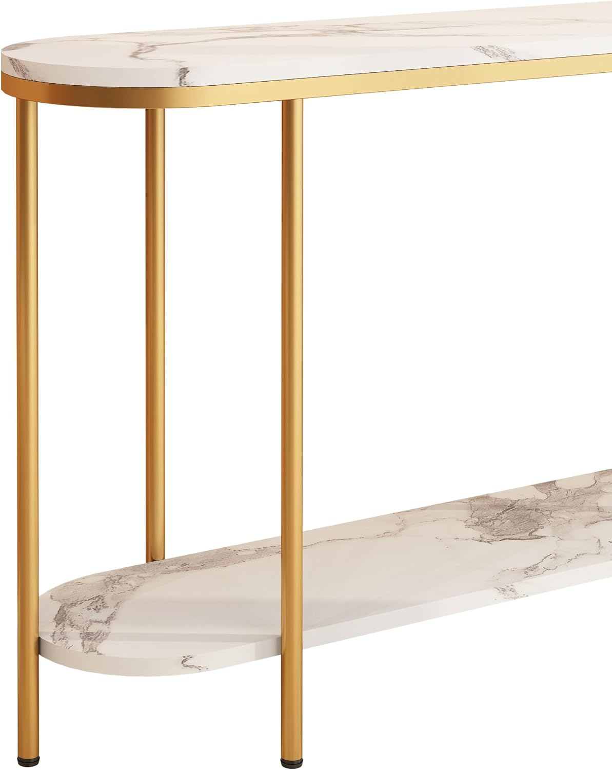 Entryway Table, Modern 42-Inch Console/Accent Table with Metal Legs, Faux Marble Narrow Wood Sofa Foyer Table for Entrance, Living Room (Black) - Grand Goldman