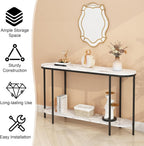 Entryway Table, Modern 42-Inch Console/Accent Table with Metal Legs, Faux Marble Narrow Wood Sofa Foyer Table for Entrance, Living Room (Black) - Grand Goldman