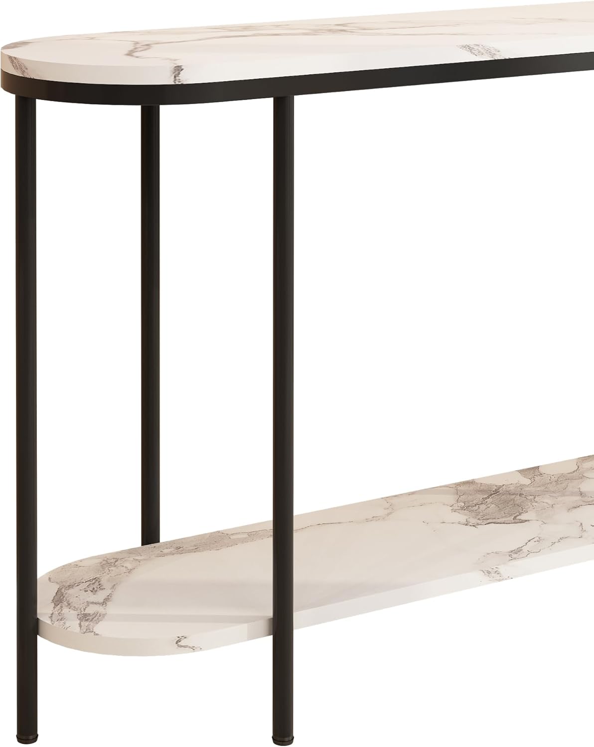 Entryway Table, Modern 42-Inch Console/Accent Table with Metal Legs, Faux Marble Narrow Wood Sofa Foyer Table for Entrance, Living Room (Black) - Grand Goldman