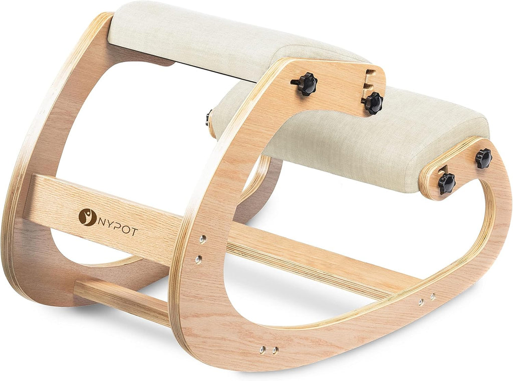 Ergonomic Kneeling Chair - Rocking Office Chair Adjustable Stool - Knee Chair Posture Chair - Wooden Desk Chair, Ergonomic Chair for Home Office, Office Chair for Back Pain (Grey) - Grand Goldman