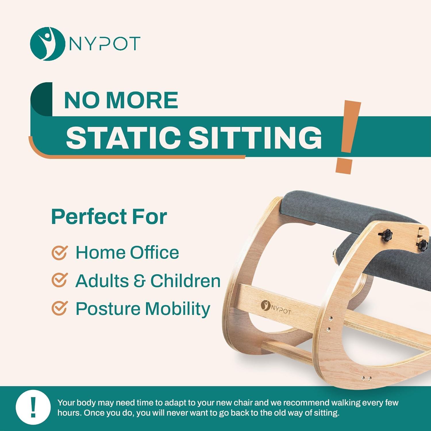 Ergonomic Kneeling Chair - Rocking Office Chair Adjustable Stool - Knee Chair Posture Chair - Wooden Desk Chair, Ergonomic Chair for Home Office, Office Chair for Back Pain (Grey) - Grand Goldman