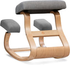 Ergonomic Kneeling Chair - Rocking Office Chair Adjustable Stool - Knee Chair Posture Chair - Wooden Desk Chair, Ergonomic Chair for Home Office, Office Chair for Back Pain (Grey) - Grand Goldman
