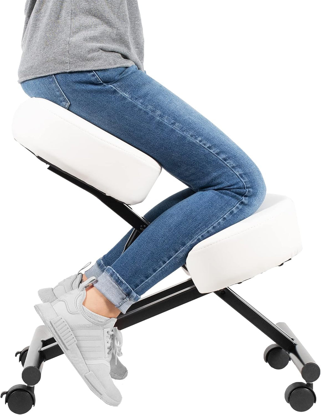 Ergonomic Kneeling Chair, Adjustable Stool for Home and Office - Improve Your Posture with an Angled Seat - Thick Comfortable Moulded Foam Cushions - Brake Casters - Grand Goldman