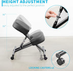 Ergonomic Kneeling Chair, Adjustable Stool for Home and Office - Improve Your Posture with an Angled Seat - Thick Comfortable Moulded Foam Cushions - Brake Casters - Grand Goldman