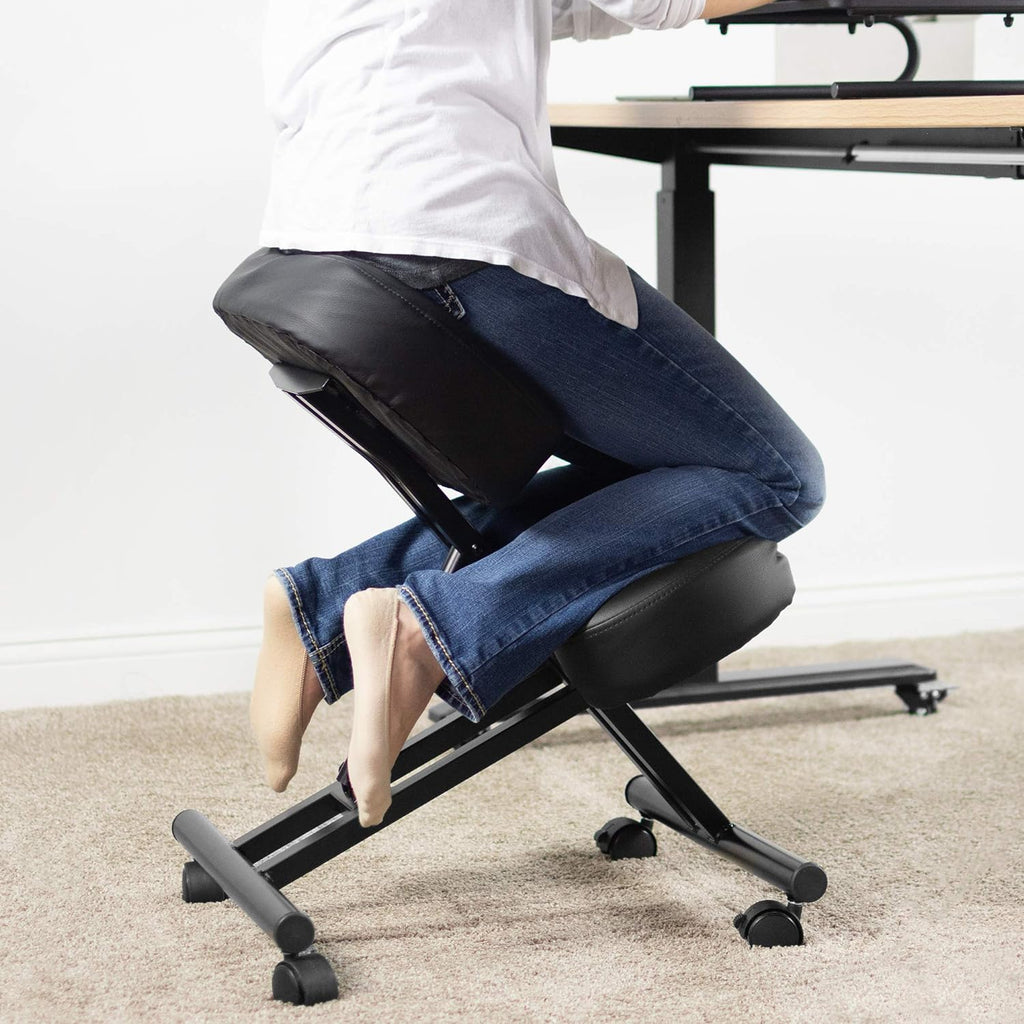 Ergonomic Kneeling Chair, Adjustable Stool for Home and Office - Improve Your Posture with an Angled Seat - Thick Comfortable Moulded Foam Cushions - Brake Casters - Grand Goldman