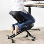 Ergonomic Kneeling Chair, Adjustable Stool for Home and Office - Improve Your Posture with an Angled Seat - Thick Comfortable Moulded Foam Cushions - Brake Casters - Grand Goldman