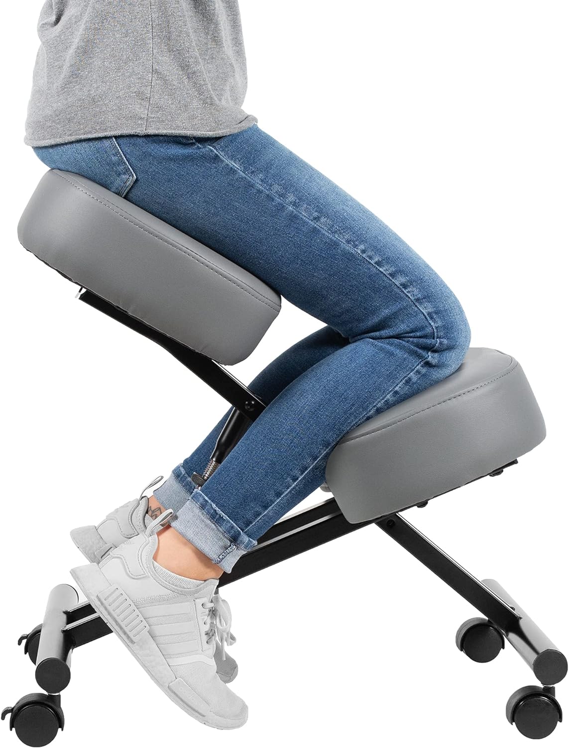 Ergonomic Kneeling Chair, Adjustable Stool for Home and Office - Improve Your Posture with an Angled Seat - Thick Comfortable Moulded Foam Cushions - Brake Casters - Grand Goldman