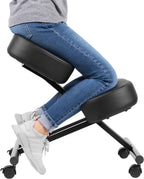 Ergonomic Kneeling Chair, Adjustable Stool for Home and Office - Improve Your Posture with an Angled Seat - Thick Comfortable Moulded Foam Cushions - Brake Casters - Grand Goldman