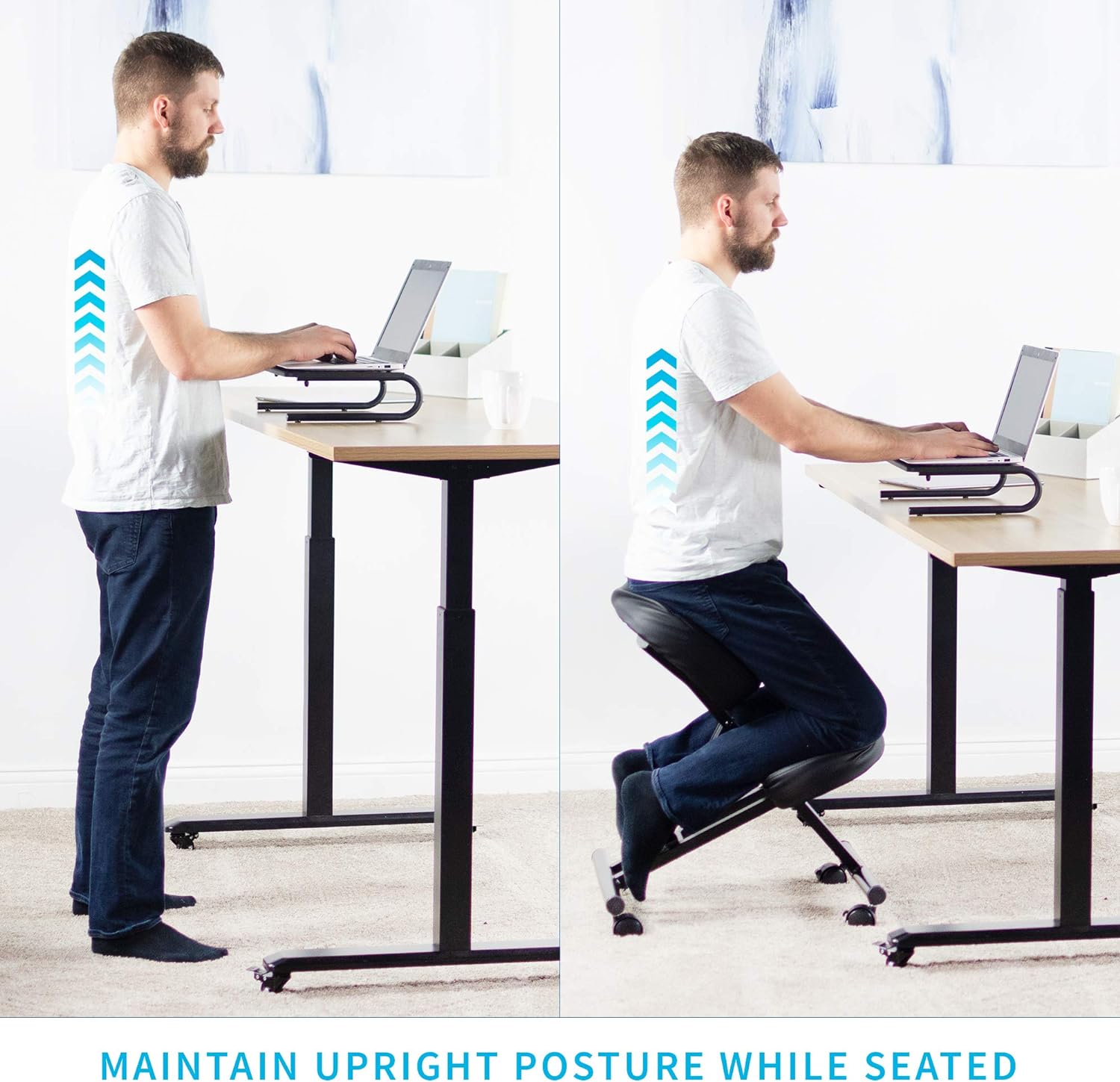 Ergonomic Kneeling Chair, Adjustable Stool for Home and Office - Improve Your Posture with an Angled Seat - Thick Comfortable Moulded Foam Cushions - Brake Casters - Grand Goldman