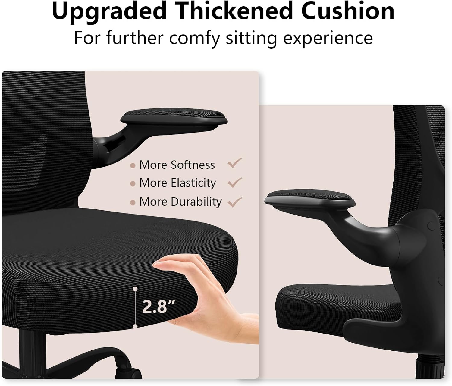 Ergonomic Office Chair, Comfort Swivel Home Office Task Chair, Breathable Mesh Desk Chair, Lumbar Support Computer Chair with Flip-up Arms and Adjustable Height - Grand Goldman