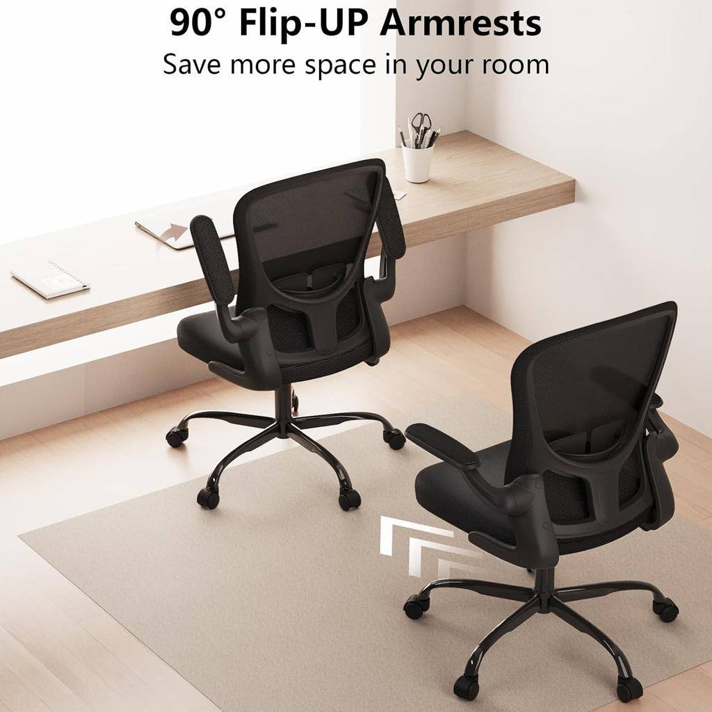 Ergonomic Office Chair, Comfort Swivel Home Office Task Chair, Breathable Mesh Desk Chair, Lumbar Support Computer Chair with Flip-up Arms and Adjustable Height - Grand Goldman