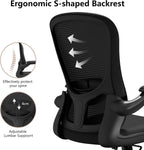 Ergonomic Office Chair, Comfort Swivel Home Office Task Chair, Breathable Mesh Desk Chair, Lumbar Support Computer Chair with Flip-up Arms and Adjustable Height - Grand Goldman