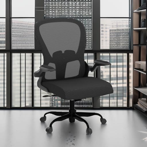 Ergonomic Office Chair, Comfort Swivel Home Office Task Chair, Breathable Mesh Desk Chair, Lumbar Support Computer Chair with Flip-up Arms and Adjustable Height - Grand Goldman