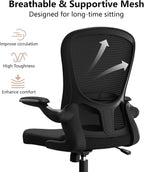 Ergonomic Office Chair, Comfort Swivel Home Office Task Chair, Breathable Mesh Desk Chair, Lumbar Support Computer Chair with Flip-up Arms and Adjustable Height - Grand Goldman