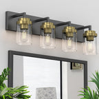 Espird Bathroom Vanity Light, 3 Light Matte Black Vanity Light with Clear Glass Shade, 22in Farmhouse Vanity Light, Bathroom Lighting Fixtures Over Mirror for Bathroom/Living Room - Grand Goldman