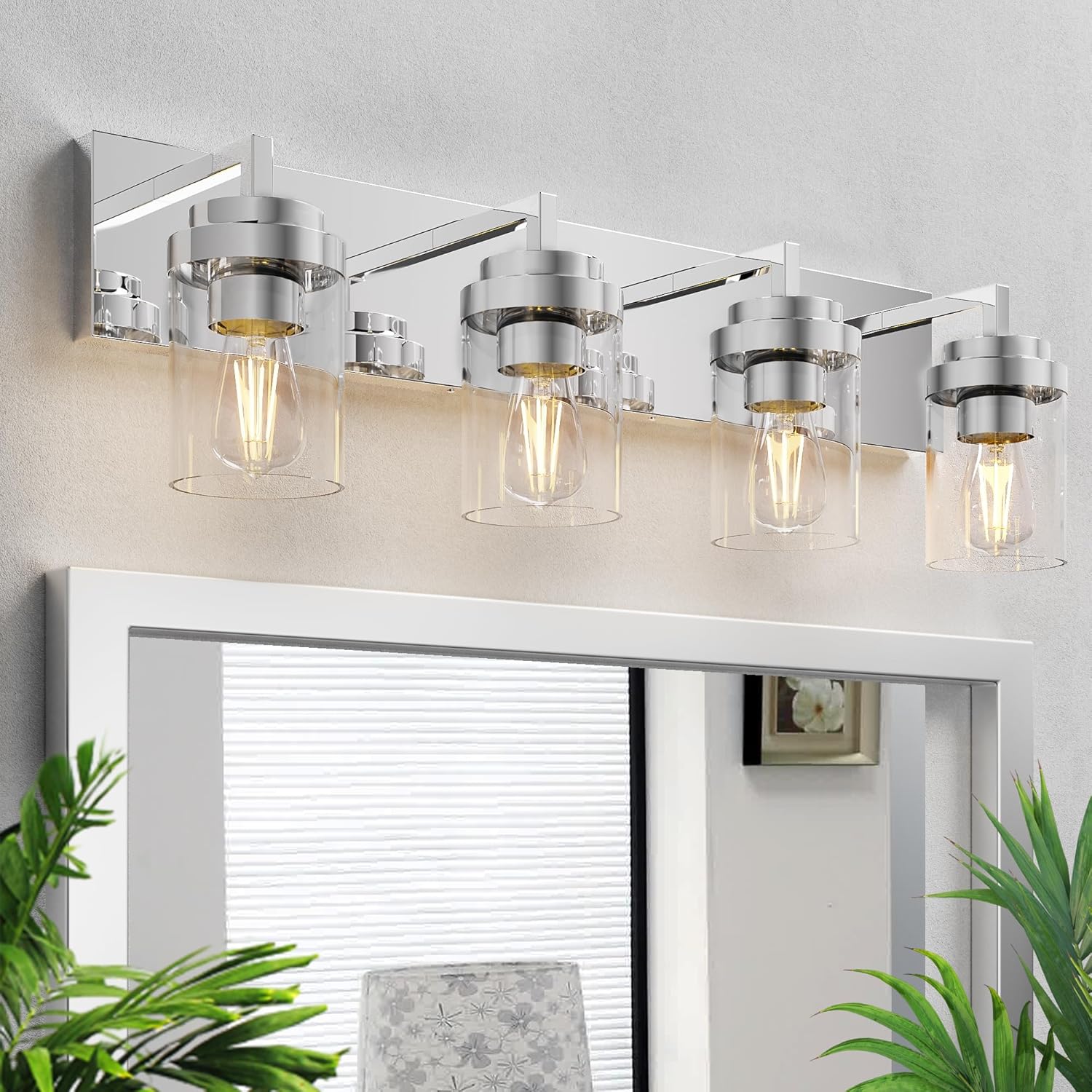 Espird Bathroom Vanity Light, 3 Light Matte Black Vanity Light with Clear Glass Shade, 22in Farmhouse Vanity Light, Bathroom Lighting Fixtures Over Mirror for Bathroom/Living Room - Grand Goldman