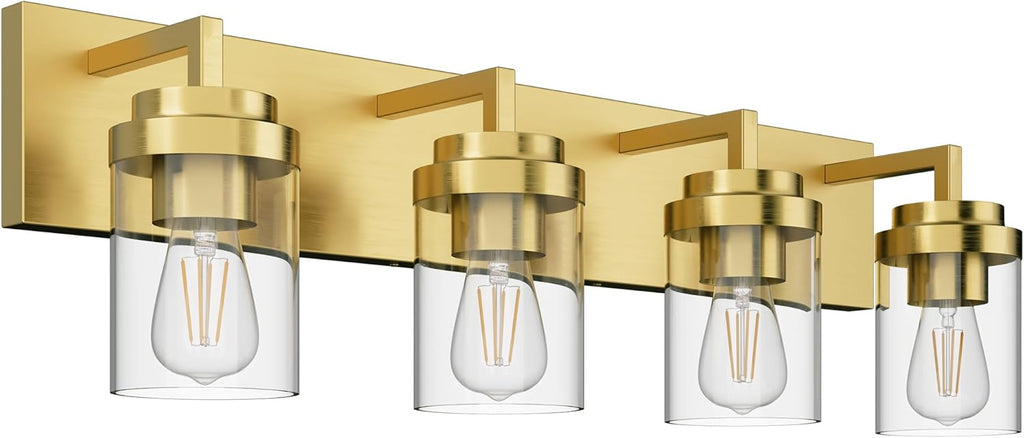 Espird Bathroom Vanity Light, 3 Light Matte Black Vanity Light with Clear Glass Shade, 22in Farmhouse Vanity Light, Bathroom Lighting Fixtures Over Mirror for Bathroom/Living Room - Grand Goldman