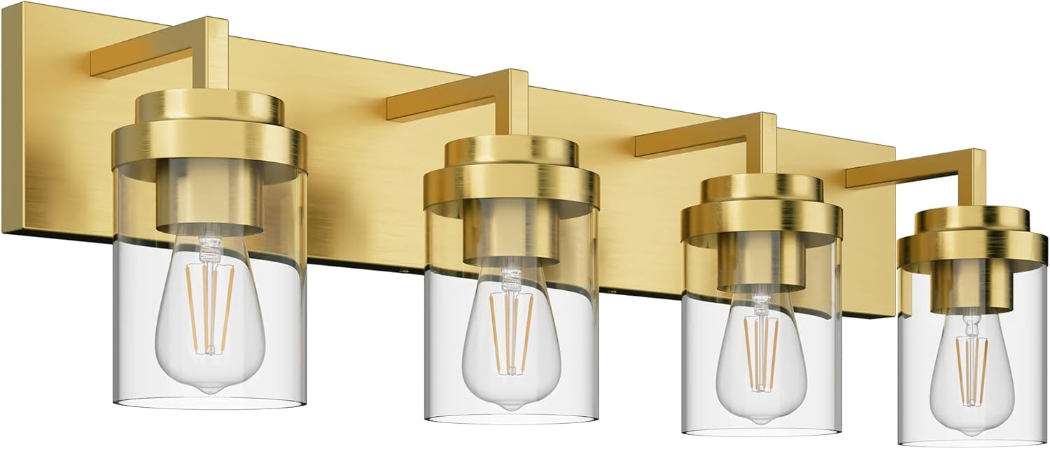 Espird Bathroom Vanity Light, 3 Light Matte Black Vanity Light with Clear Glass Shade, 22in Farmhouse Vanity Light, Bathroom Lighting Fixtures Over Mirror for Bathroom/Living Room - Grand Goldman