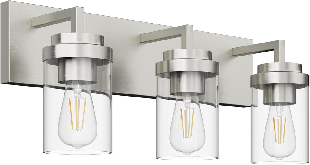 Espird Bathroom Vanity Light, 3 Light Matte Black Vanity Light with Clear Glass Shade, 22in Farmhouse Vanity Light, Bathroom Lighting Fixtures Over Mirror for Bathroom/Living Room - Grand Goldman