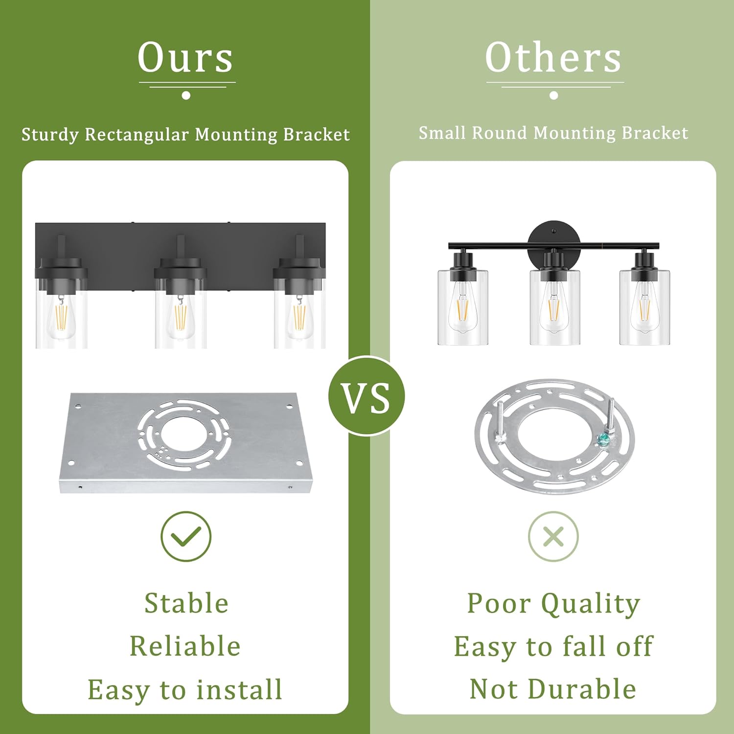 Espird Bathroom Vanity Light, 3 Light Matte Black Vanity Light with Clear Glass Shade, 22in Farmhouse Vanity Light, Bathroom Lighting Fixtures Over Mirror for Bathroom/Living Room - Grand Goldman