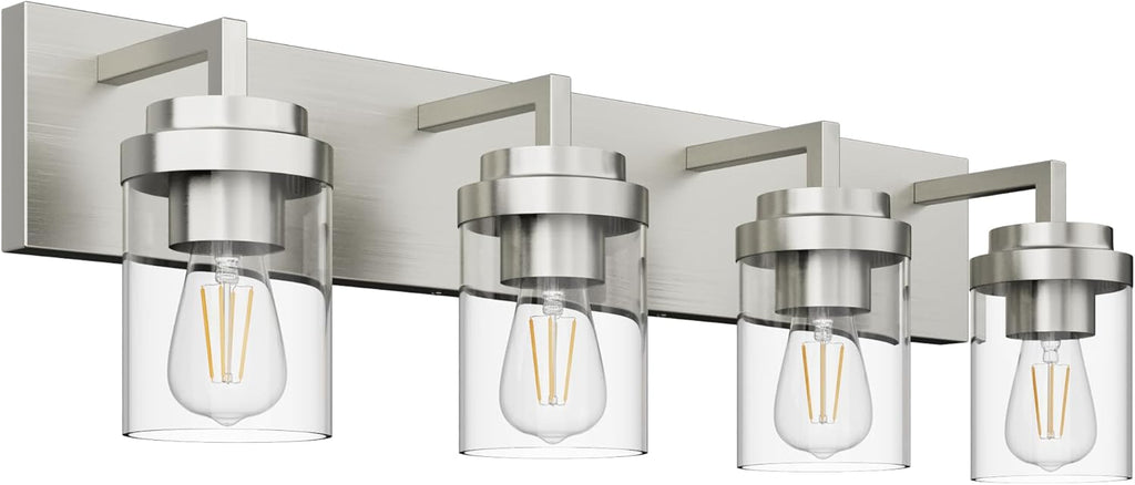 Espird Bathroom Vanity Light, 3 Light Matte Black Vanity Light with Clear Glass Shade, 22in Farmhouse Vanity Light, Bathroom Lighting Fixtures Over Mirror for Bathroom/Living Room - Grand Goldman