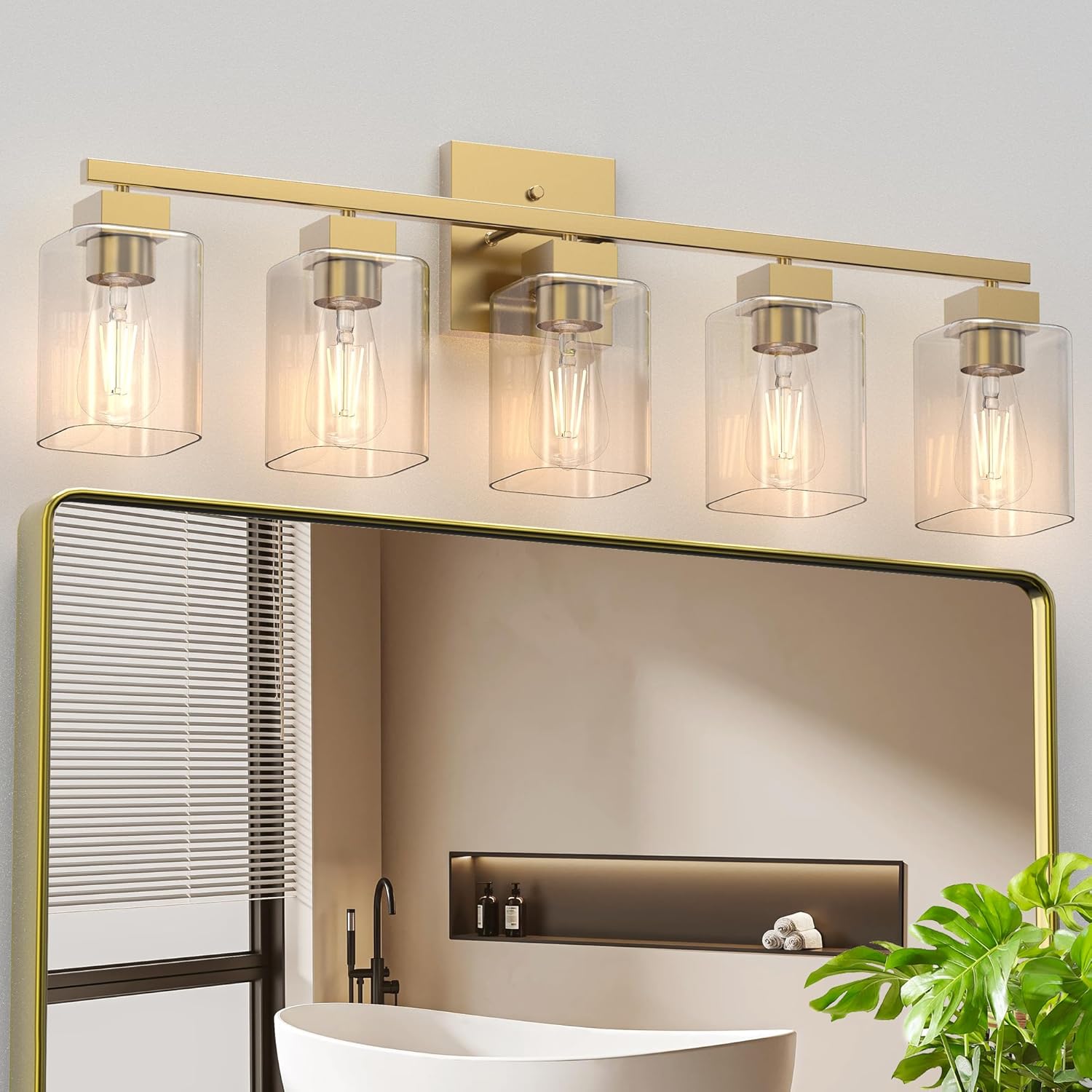 Espird Black Bathroom Vanity Light - 3 Light Bathroom Light Fixture Square Design & UL Certification, Bathroom Lighting Fixtures Over Mirror, Modern Matte Black Vanity Light for Bathroom & Restroom - Grand Goldman